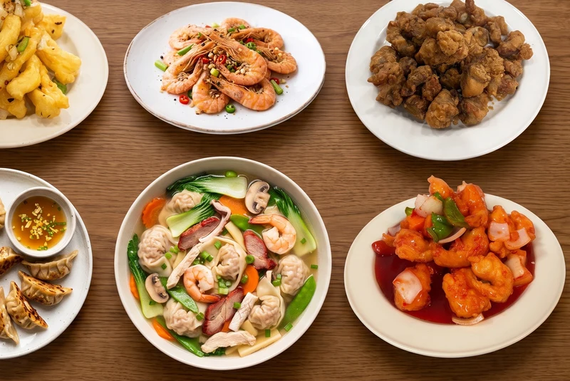 A spread of Chinese dishes at Harvest Garden Restaurant in Country Hills, Calgary