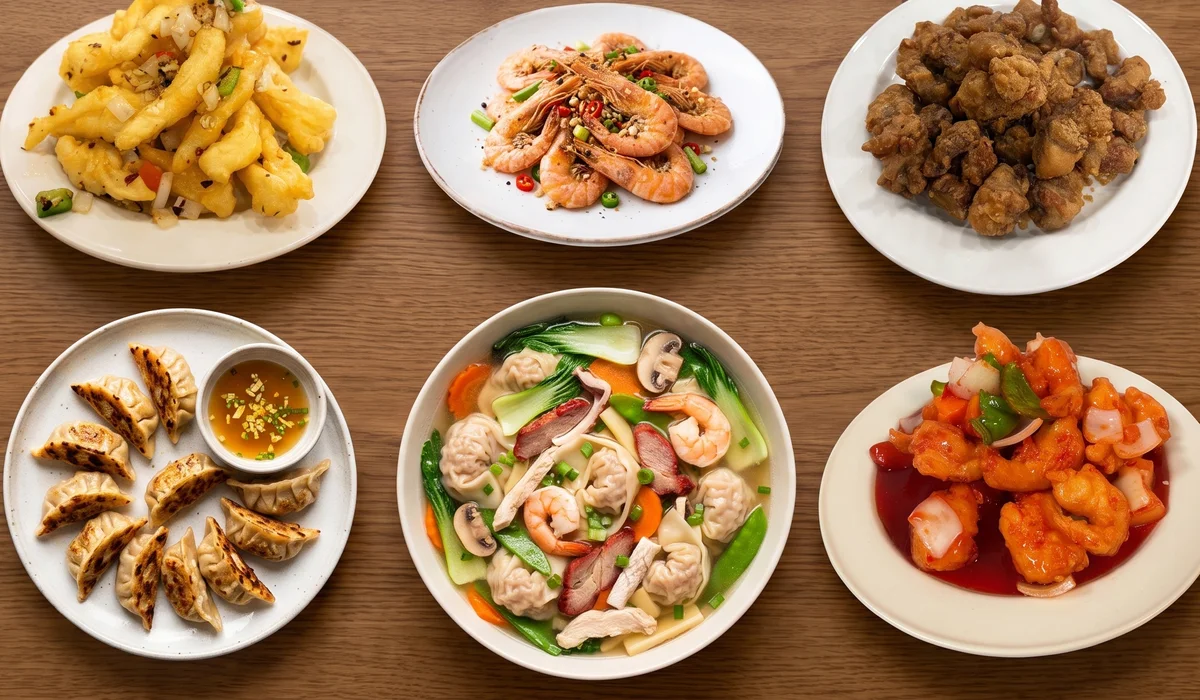 A table of Harvest Garden Restaurant Chinese favourites in Calgary NW
